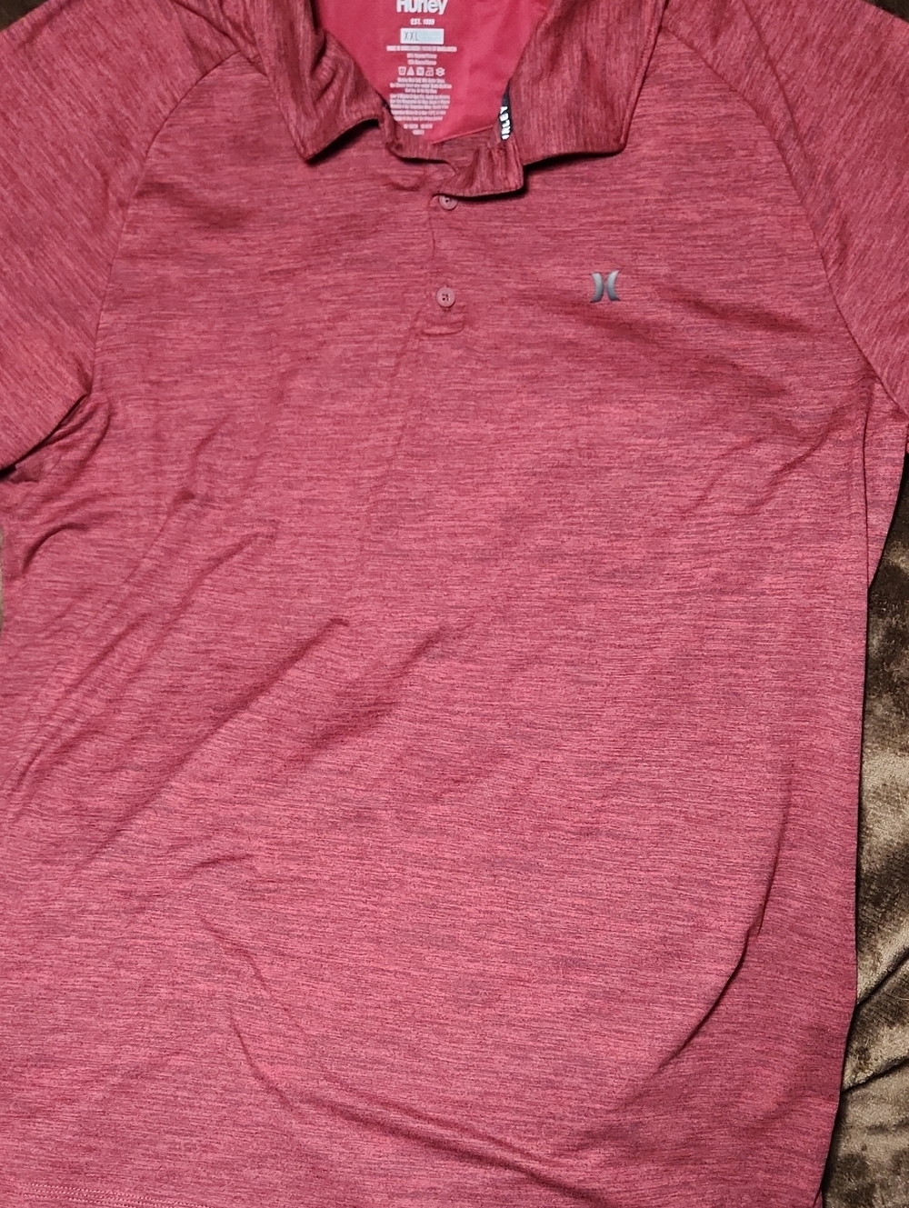 Hurley Mens Heathered Raspberry Polo Shirt Size XXL